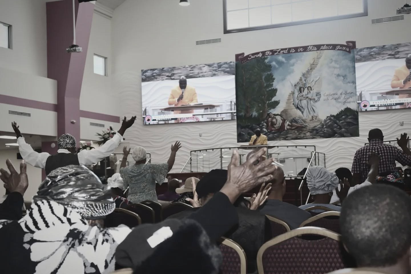 Wide view of worship service